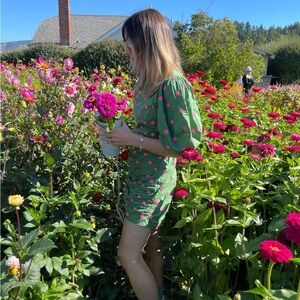 Rhode Pia dress willow daisy puff sleeve mini dress